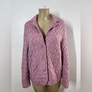 Talbots Basket Weave Knit Pure Merino Wool Cardigan